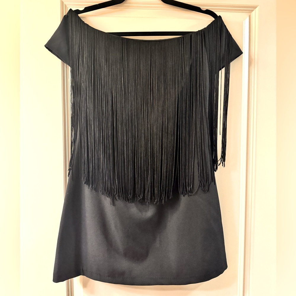 Black Fringe Mini Dress